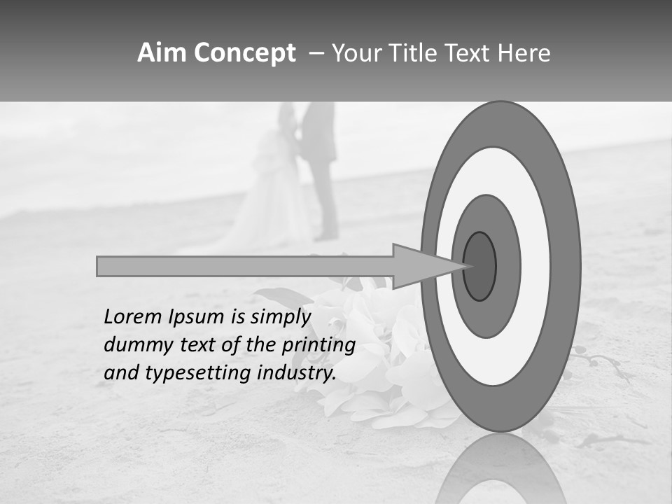 A Couple Standing On A Beach Next To A Bouquet Of Flowers PowerPoint Template