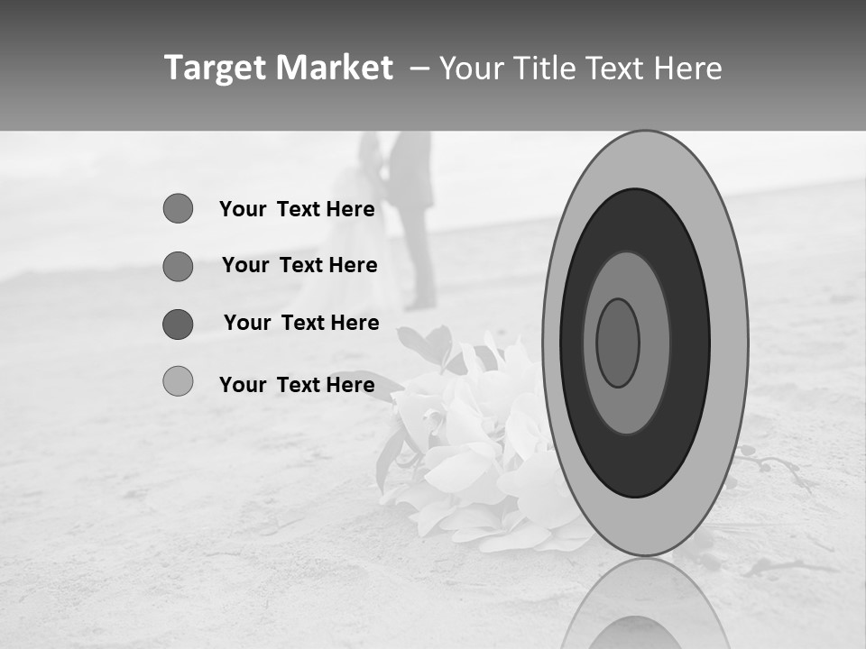 A Couple Standing On A Beach Next To A Bouquet Of Flowers PowerPoint Template