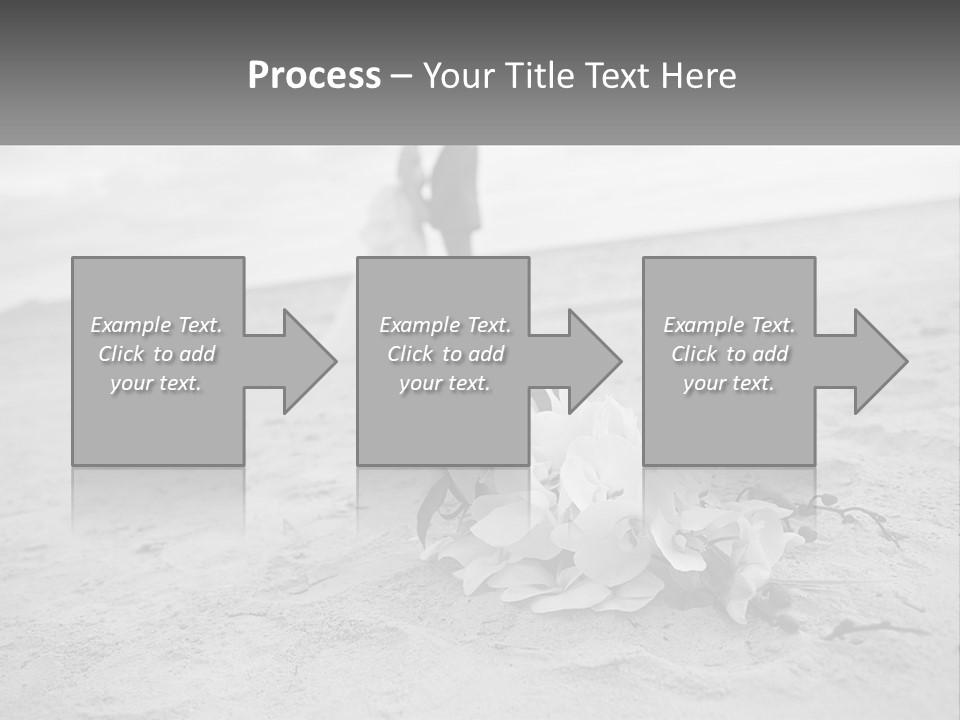 A Couple Standing On A Beach Next To A Bouquet Of Flowers PowerPoint Template