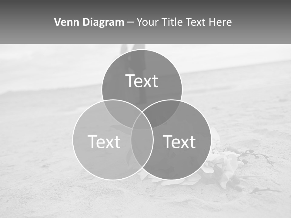A Couple Standing On A Beach Next To A Bouquet Of Flowers PowerPoint Template