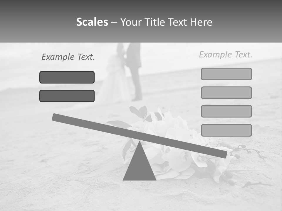 A Couple Standing On A Beach Next To A Bouquet Of Flowers PowerPoint Template