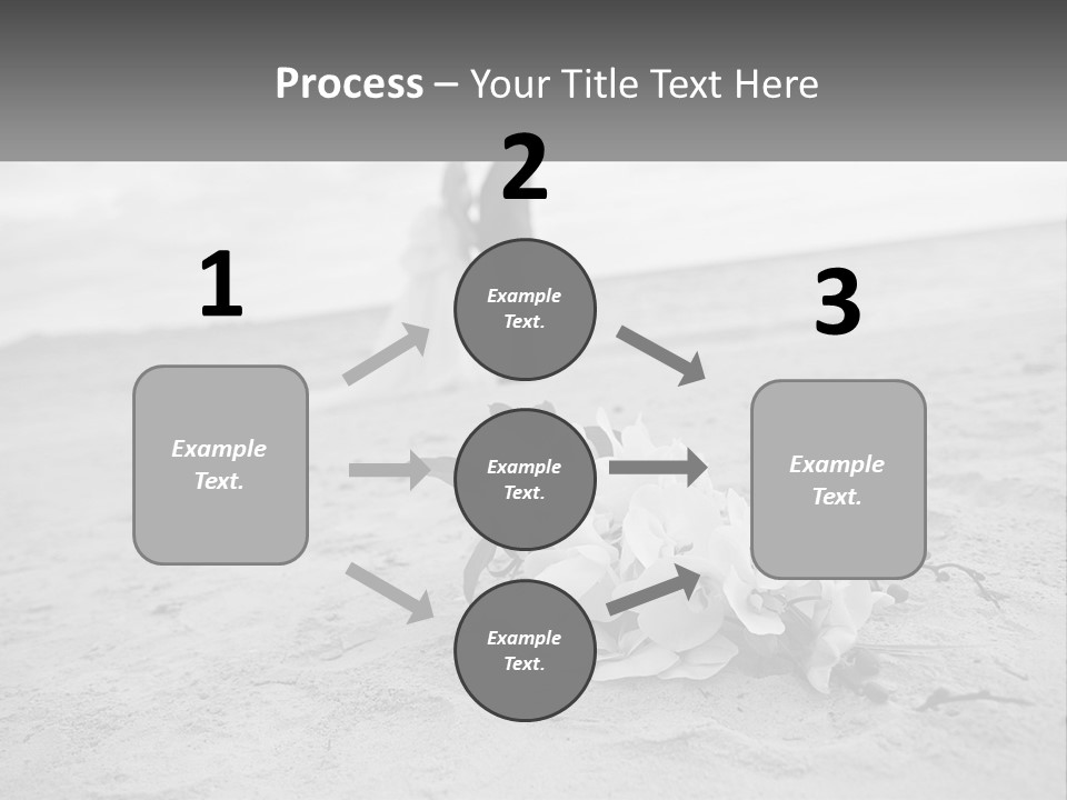 A Couple Standing On A Beach Next To A Bouquet Of Flowers PowerPoint Template