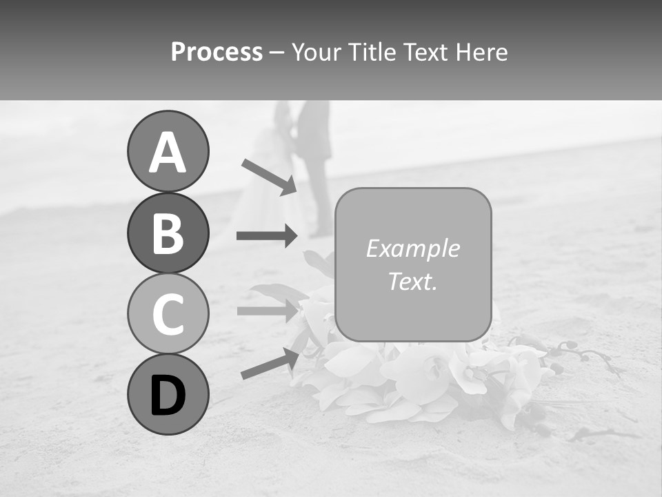 A Couple Standing On A Beach Next To A Bouquet Of Flowers PowerPoint Template