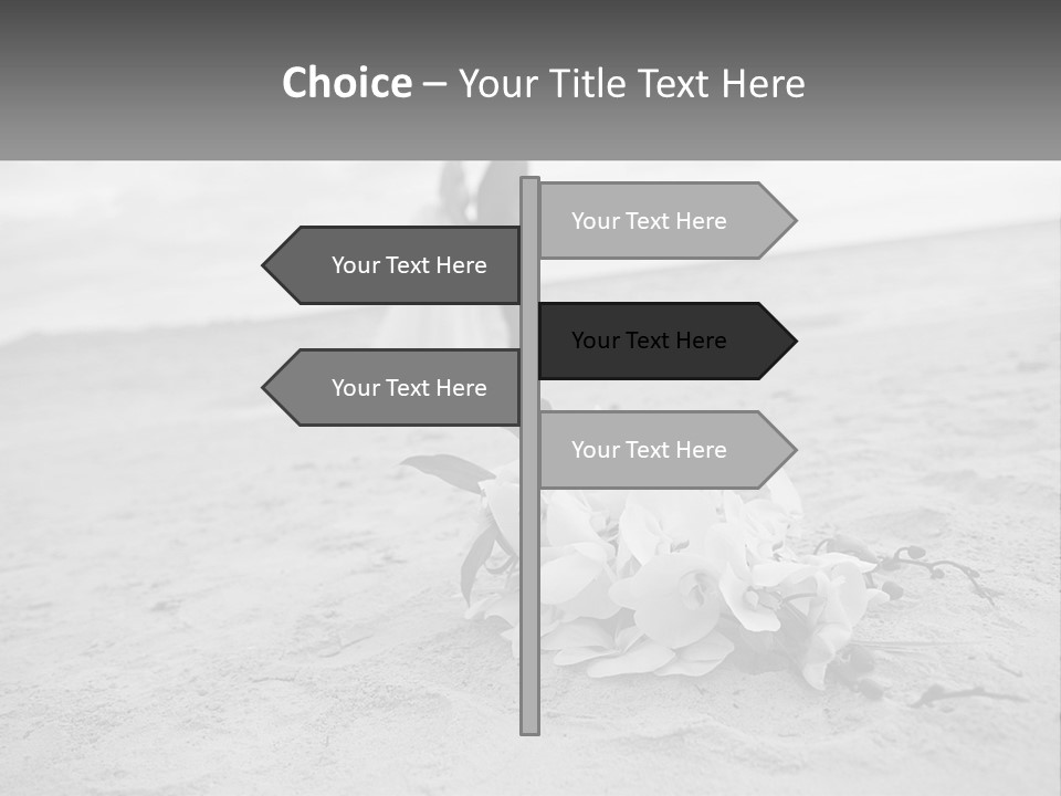 A Couple Standing On A Beach Next To A Bouquet Of Flowers PowerPoint Template