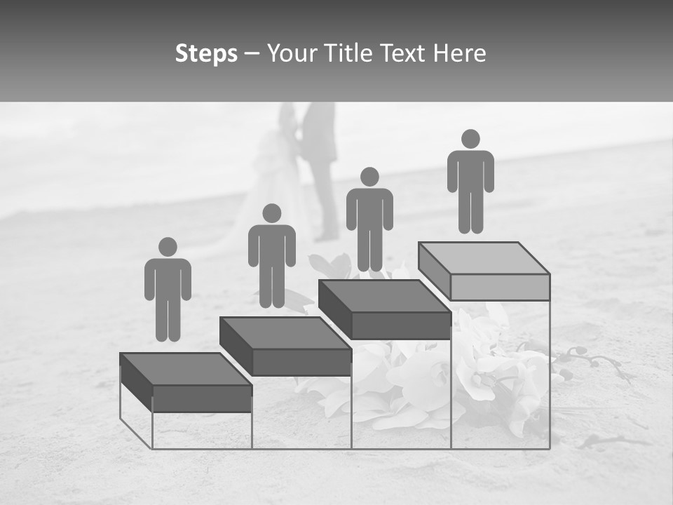 A Couple Standing On A Beach Next To A Bouquet Of Flowers PowerPoint Template