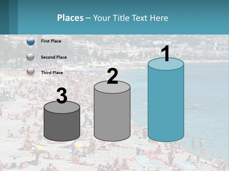 A Crowded Beach With Many People On It PowerPoint Template