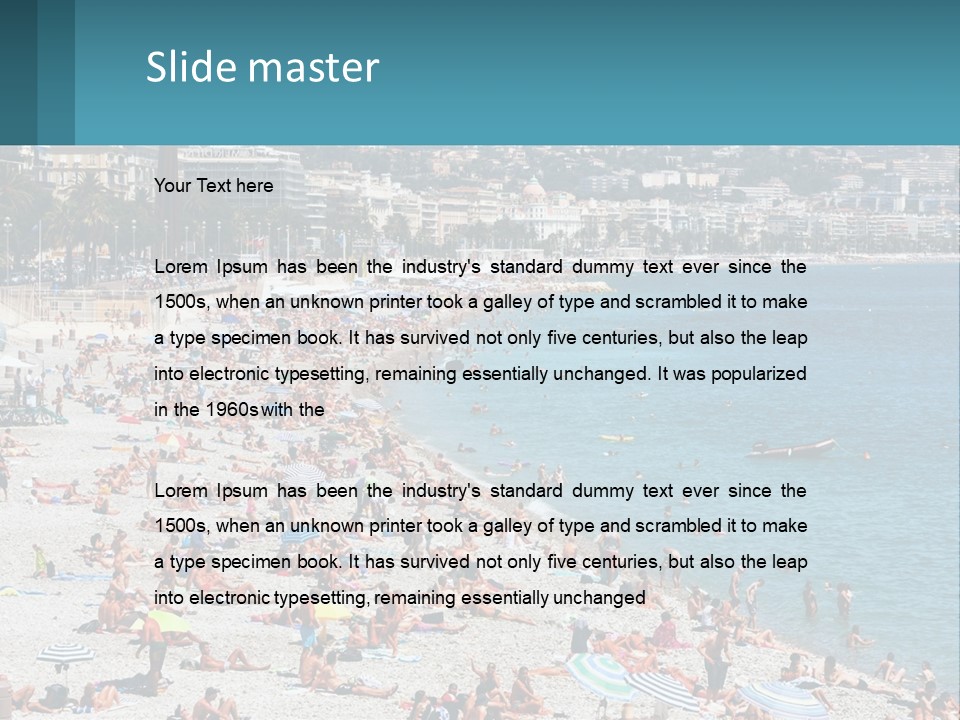 A Crowded Beach With Many People On It PowerPoint Template