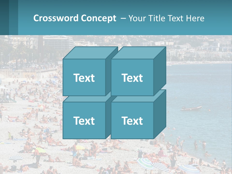 A Crowded Beach With Many People On It PowerPoint Template
