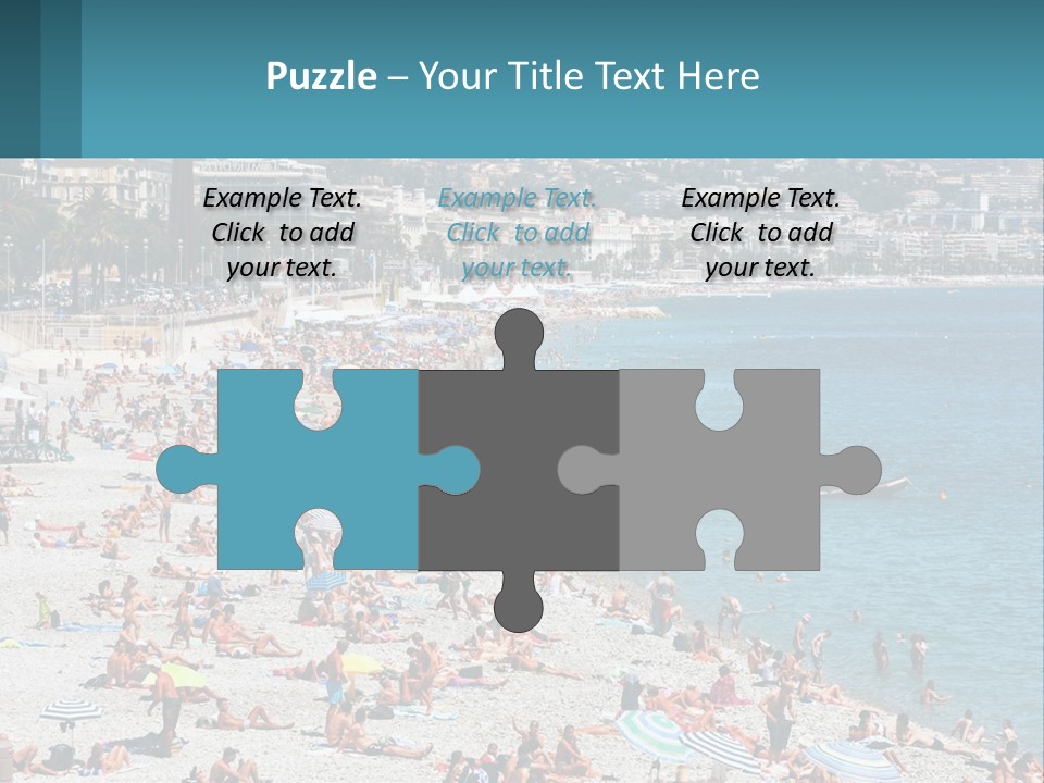 A Crowded Beach With Many People On It PowerPoint Template