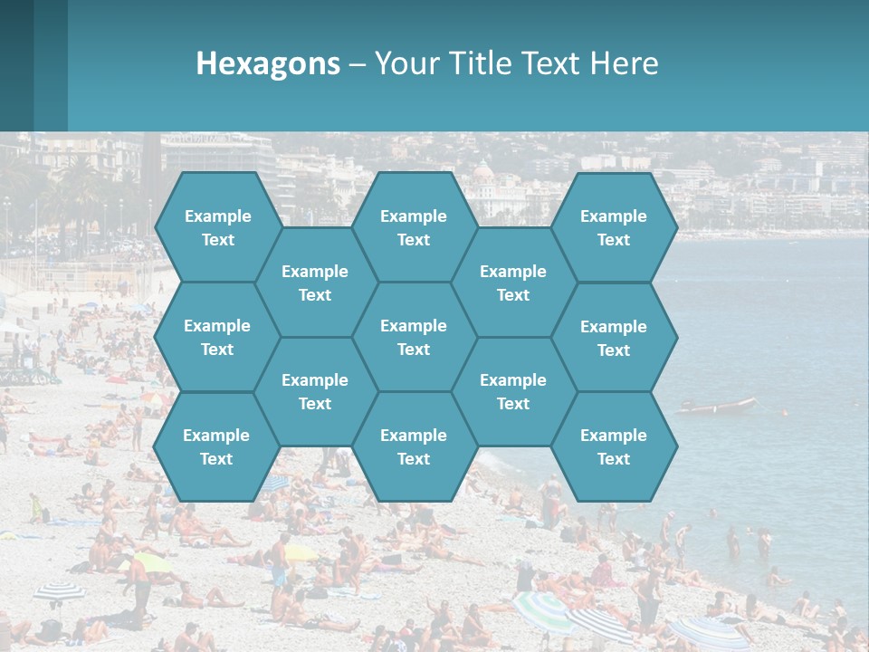 A Crowded Beach With Many People On It PowerPoint Template