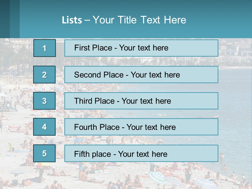 A Crowded Beach With Many People On It PowerPoint Template
