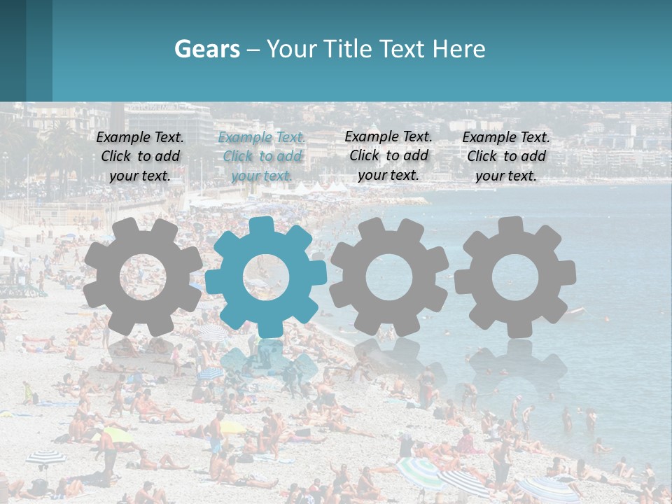 A Crowded Beach With Many People On It PowerPoint Template