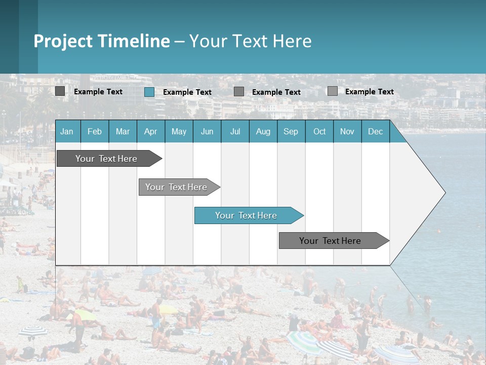 A Crowded Beach With Many People On It PowerPoint Template