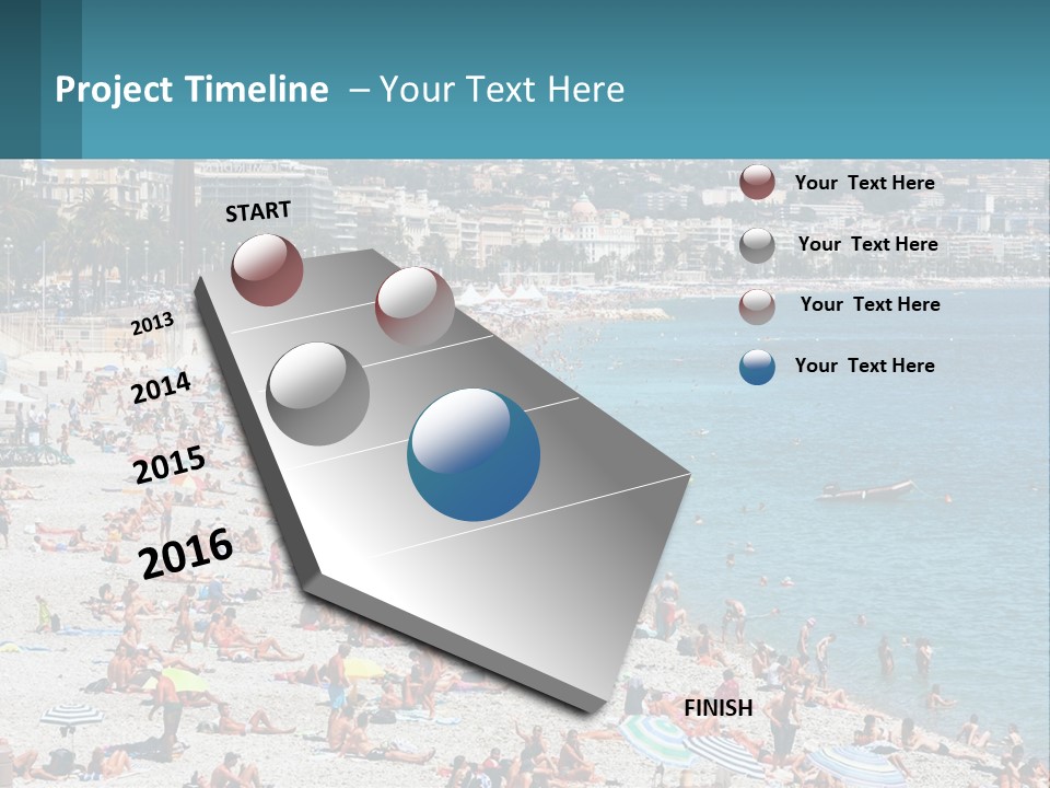 A Crowded Beach With Many People On It PowerPoint Template