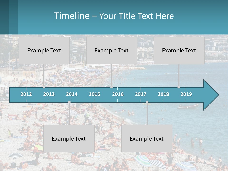A Crowded Beach With Many People On It PowerPoint Template