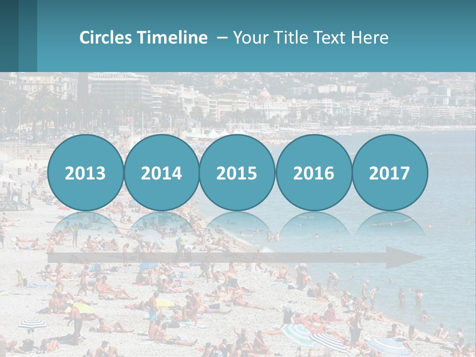 A Crowded Beach With Many People On It PowerPoint Template