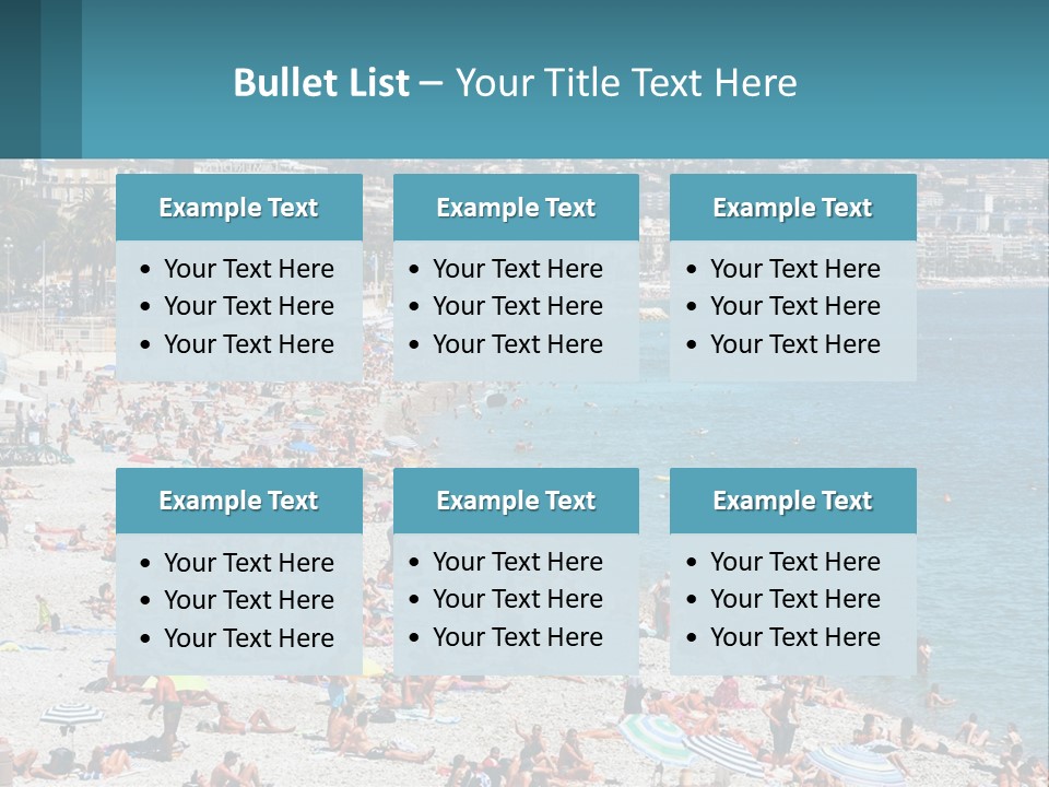 A Crowded Beach With Many People On It PowerPoint Template