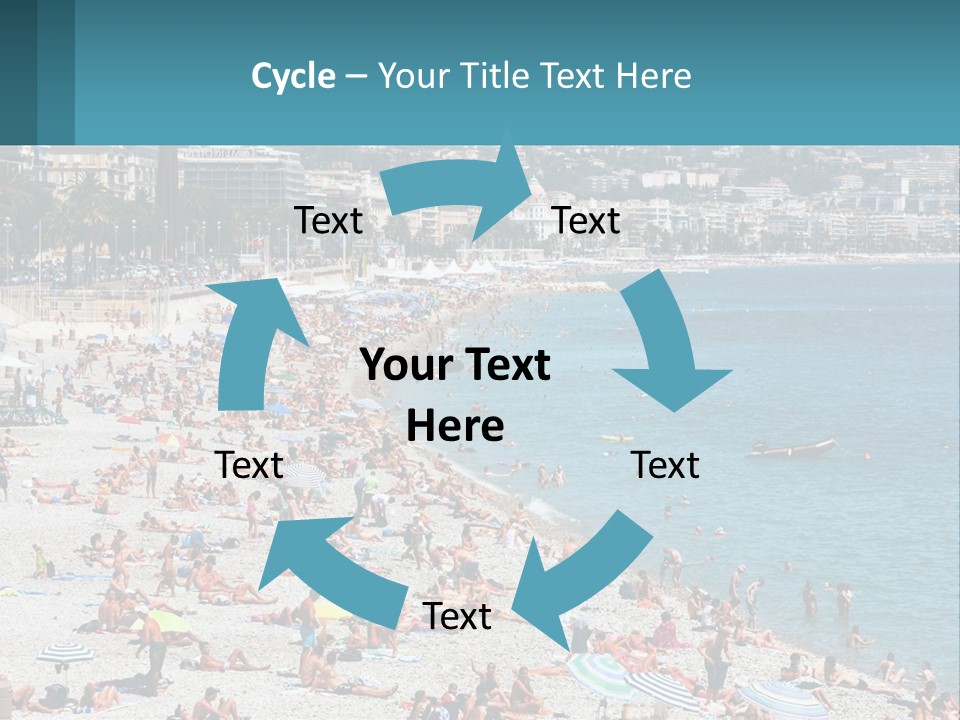A Crowded Beach With Many People On It PowerPoint Template