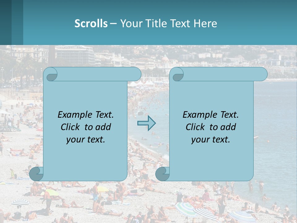 A Crowded Beach With Many People On It PowerPoint Template