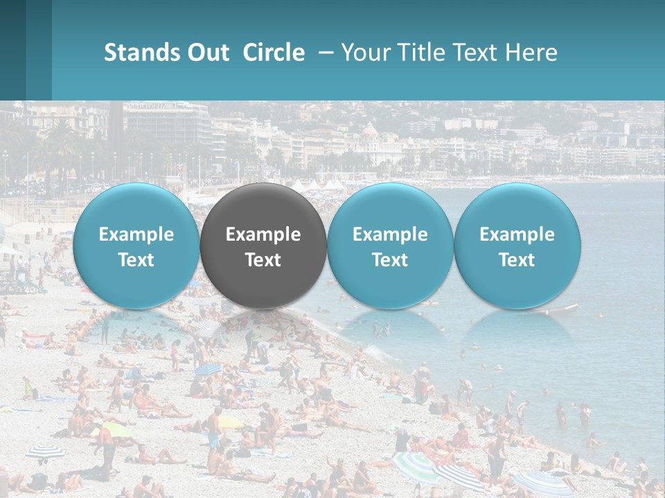 A Crowded Beach With Many People On It PowerPoint Template
