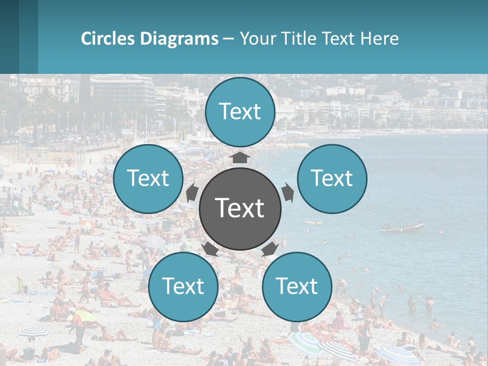 A Crowded Beach With Many People On It PowerPoint Template