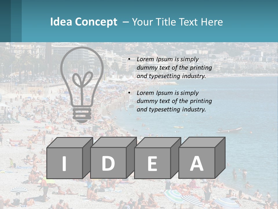 A Crowded Beach With Many People On It PowerPoint Template