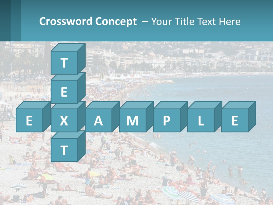A Crowded Beach With Many People On It PowerPoint Template