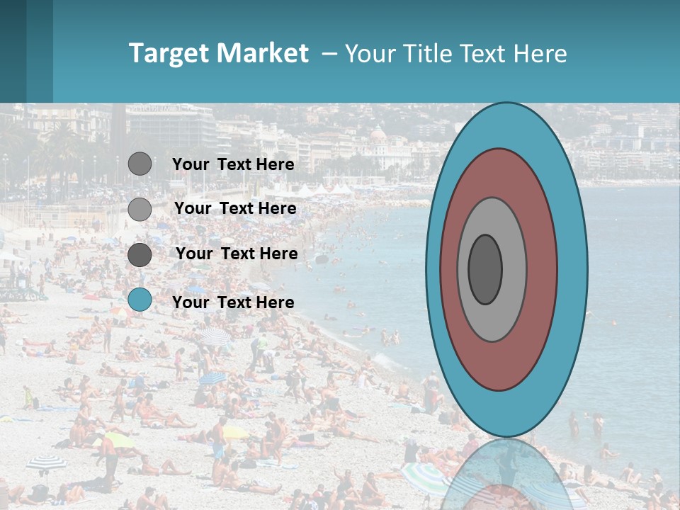 A Crowded Beach With Many People On It PowerPoint Template