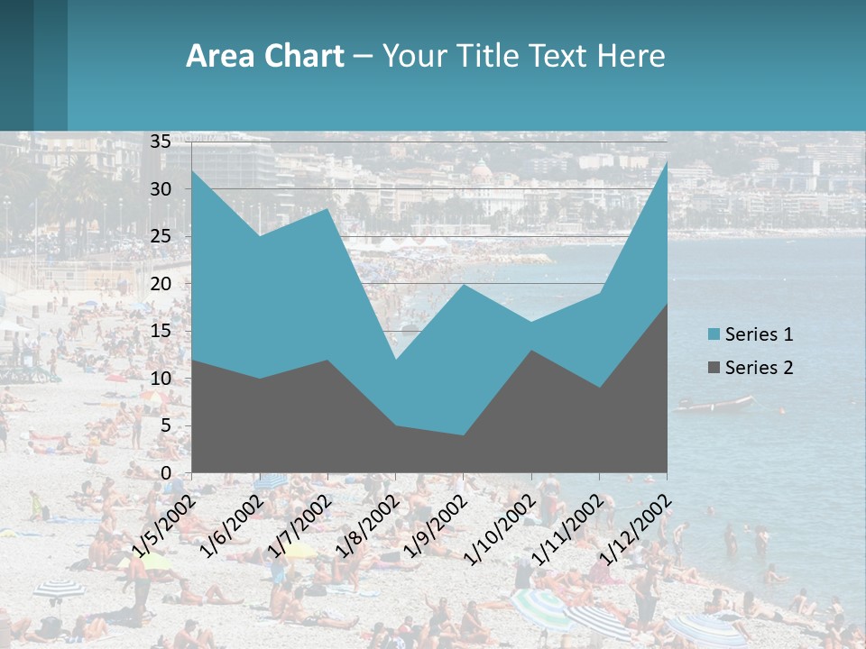 A Crowded Beach With Many People On It PowerPoint Template