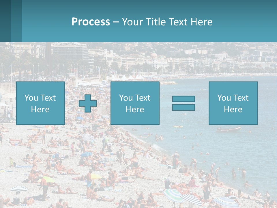 A Crowded Beach With Many People On It PowerPoint Template
