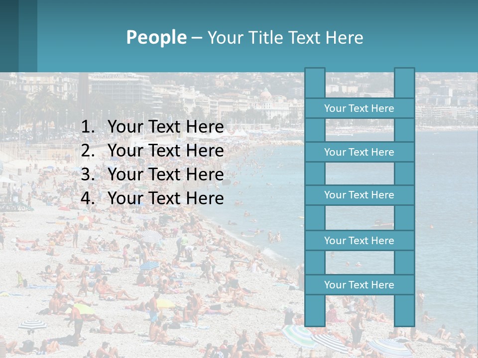 A Crowded Beach With Many People On It PowerPoint Template