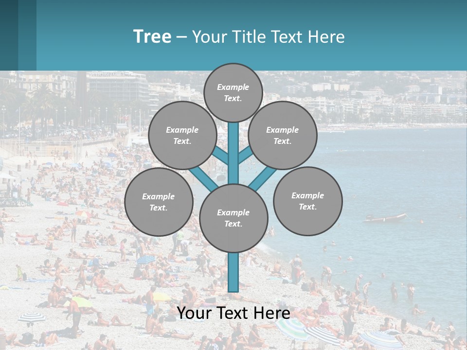 A Crowded Beach With Many People On It PowerPoint Template