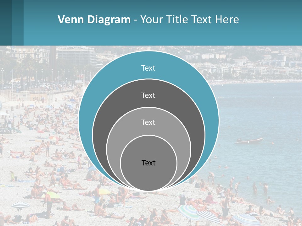 A Crowded Beach With Many People On It PowerPoint Template