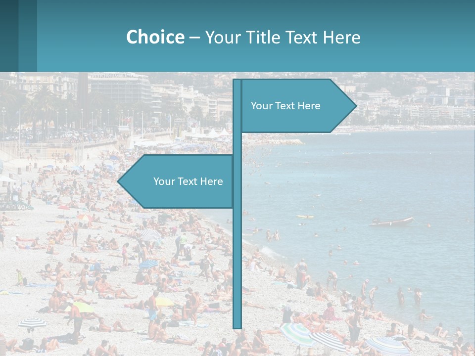 A Crowded Beach With Many People On It PowerPoint Template