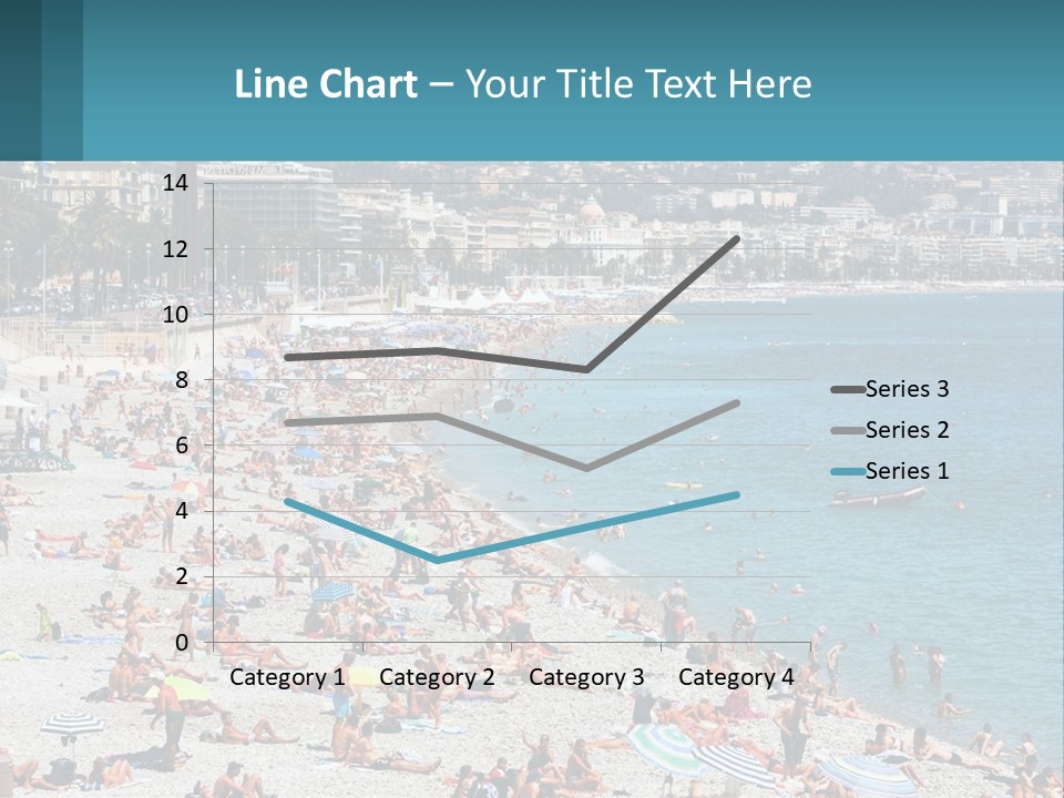 A Crowded Beach With Many People On It PowerPoint Template