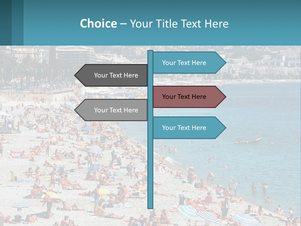 A Crowded Beach With Many People On It PowerPoint Template