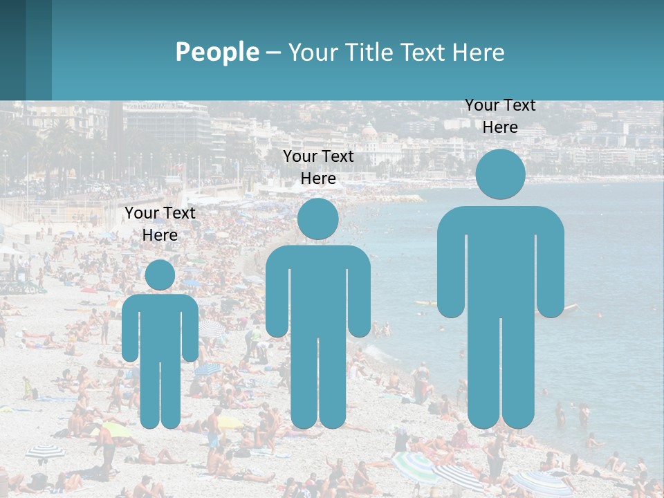 A Crowded Beach With Many People On It PowerPoint Template