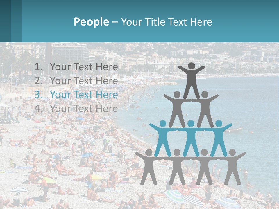 A Crowded Beach With Many People On It PowerPoint Template