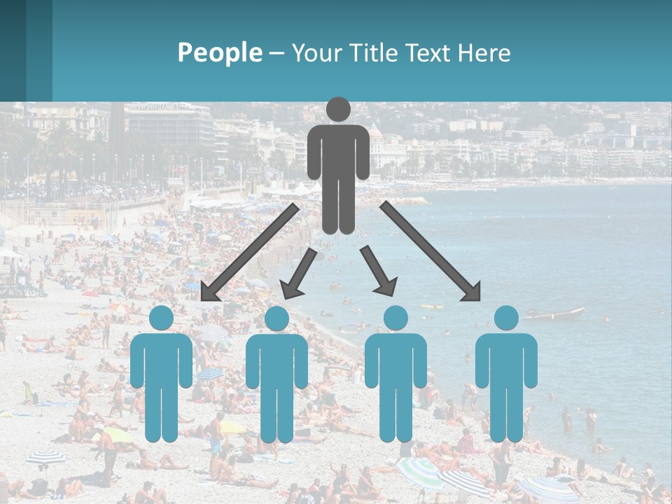 A Crowded Beach With Many People On It PowerPoint Template