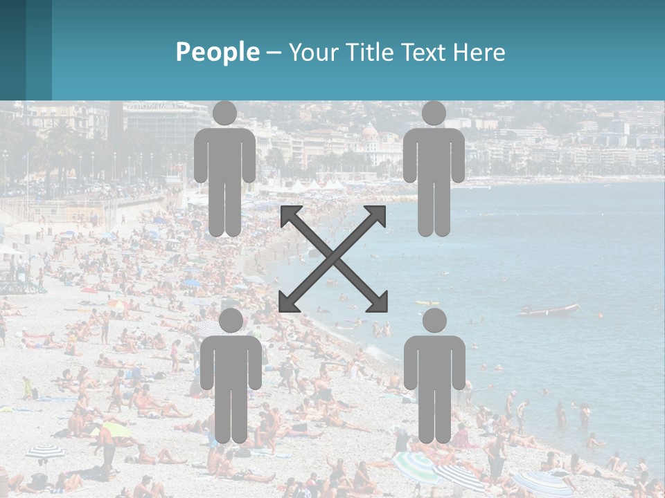 A Crowded Beach With Many People On It PowerPoint Template