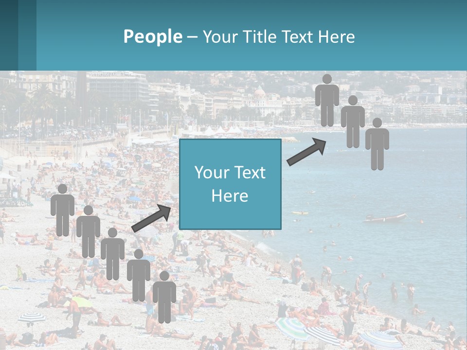 A Crowded Beach With Many People On It PowerPoint Template
