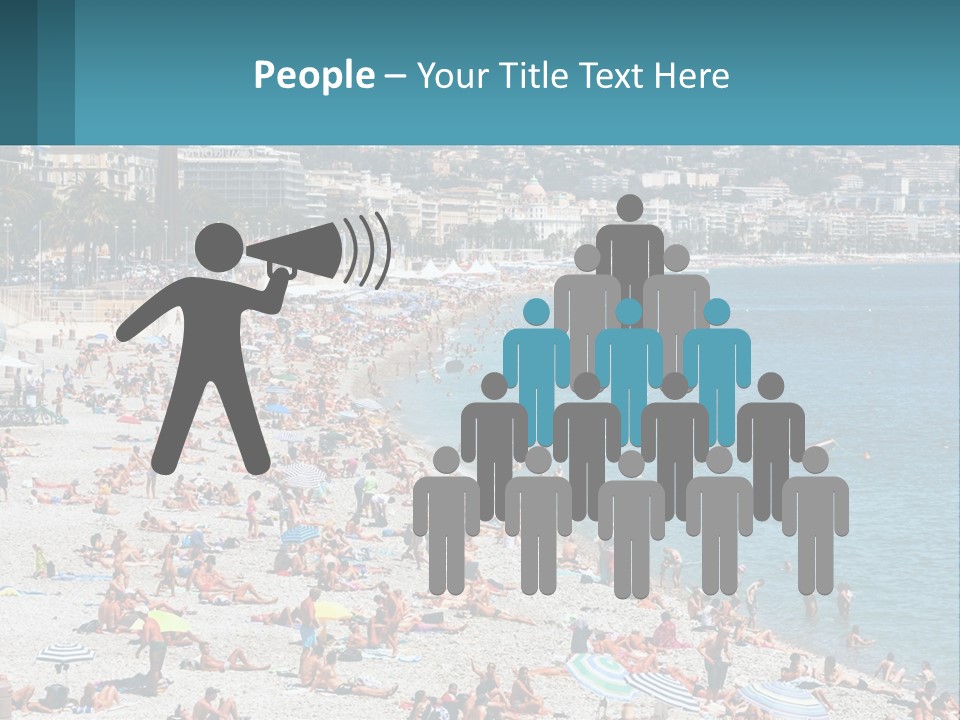 A Crowded Beach With Many People On It PowerPoint Template