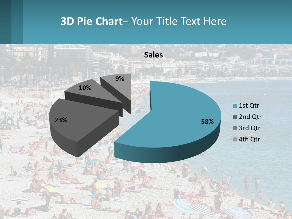 A Crowded Beach With Many People On It PowerPoint Template