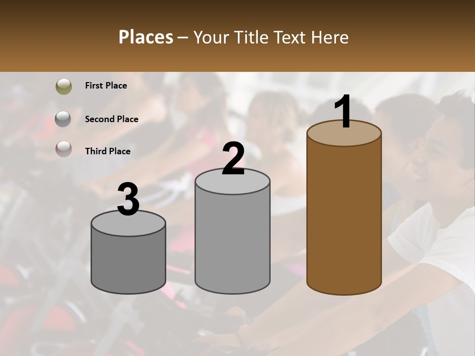 A Group Of People Riding Stationary Bikes In A Gym PowerPoint Template
