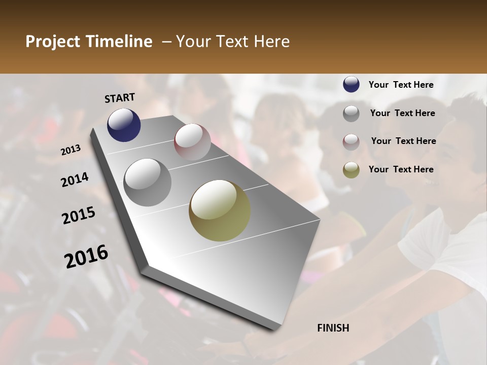 A Group Of People Riding Stationary Bikes In A Gym PowerPoint Template