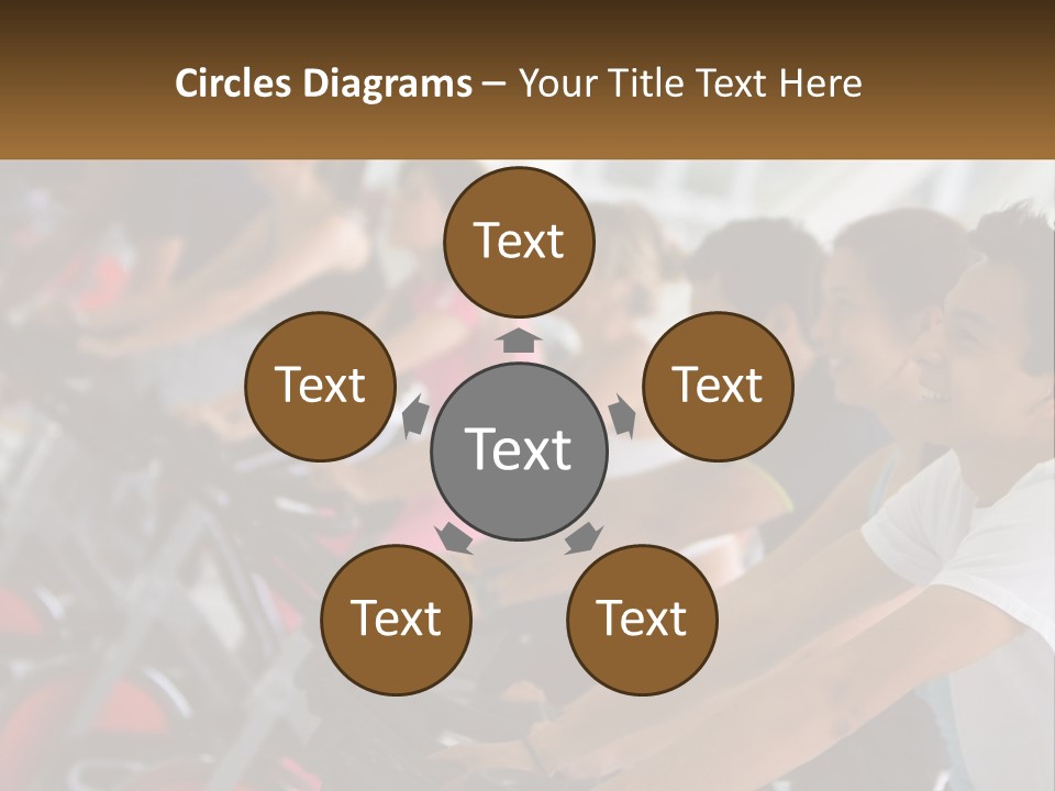 A Group Of People Riding Stationary Bikes In A Gym PowerPoint Template