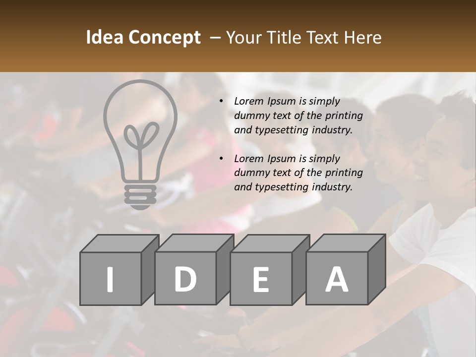 A Group Of People Riding Stationary Bikes In A Gym PowerPoint Template