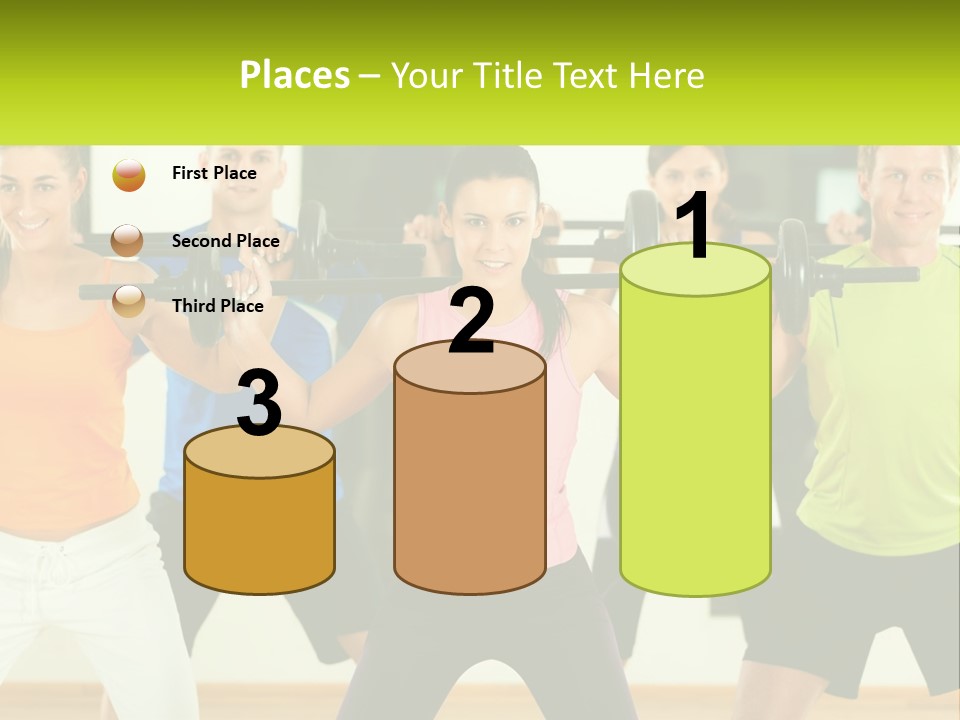 A Group Of People Holding Up A Barbell PowerPoint Template
