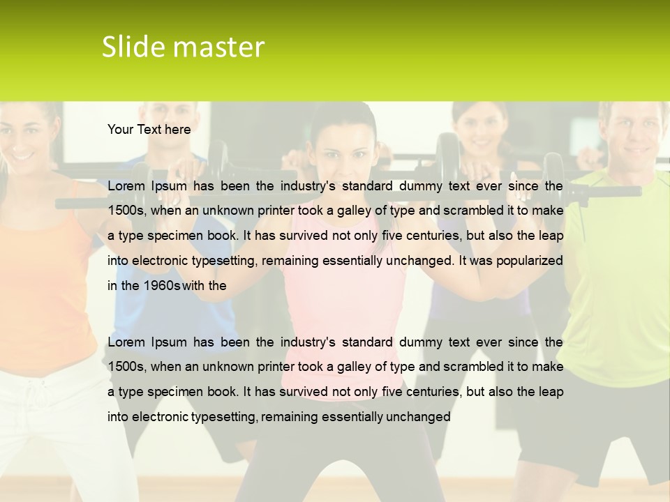 A Group Of People Holding Up A Barbell PowerPoint Template