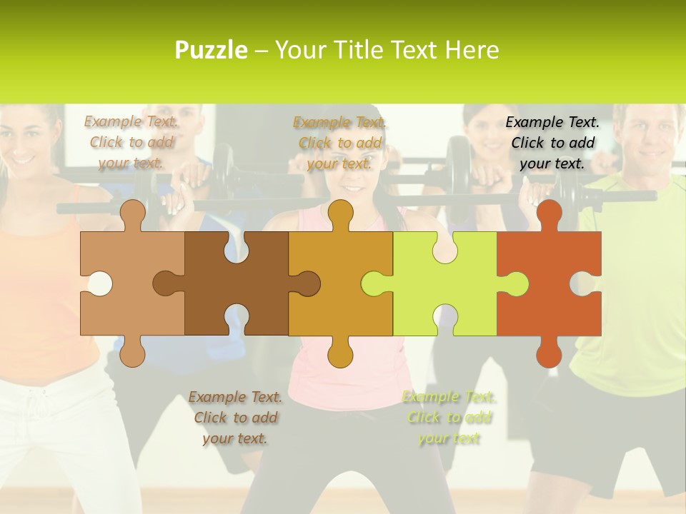 A Group Of People Holding Up A Barbell PowerPoint Template
